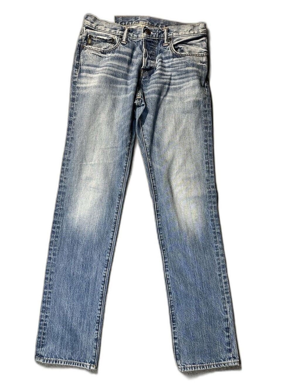 Abercrombie & Fitch Men’s Slim Straight Blue Light Wash Denim Button Fly 31x34